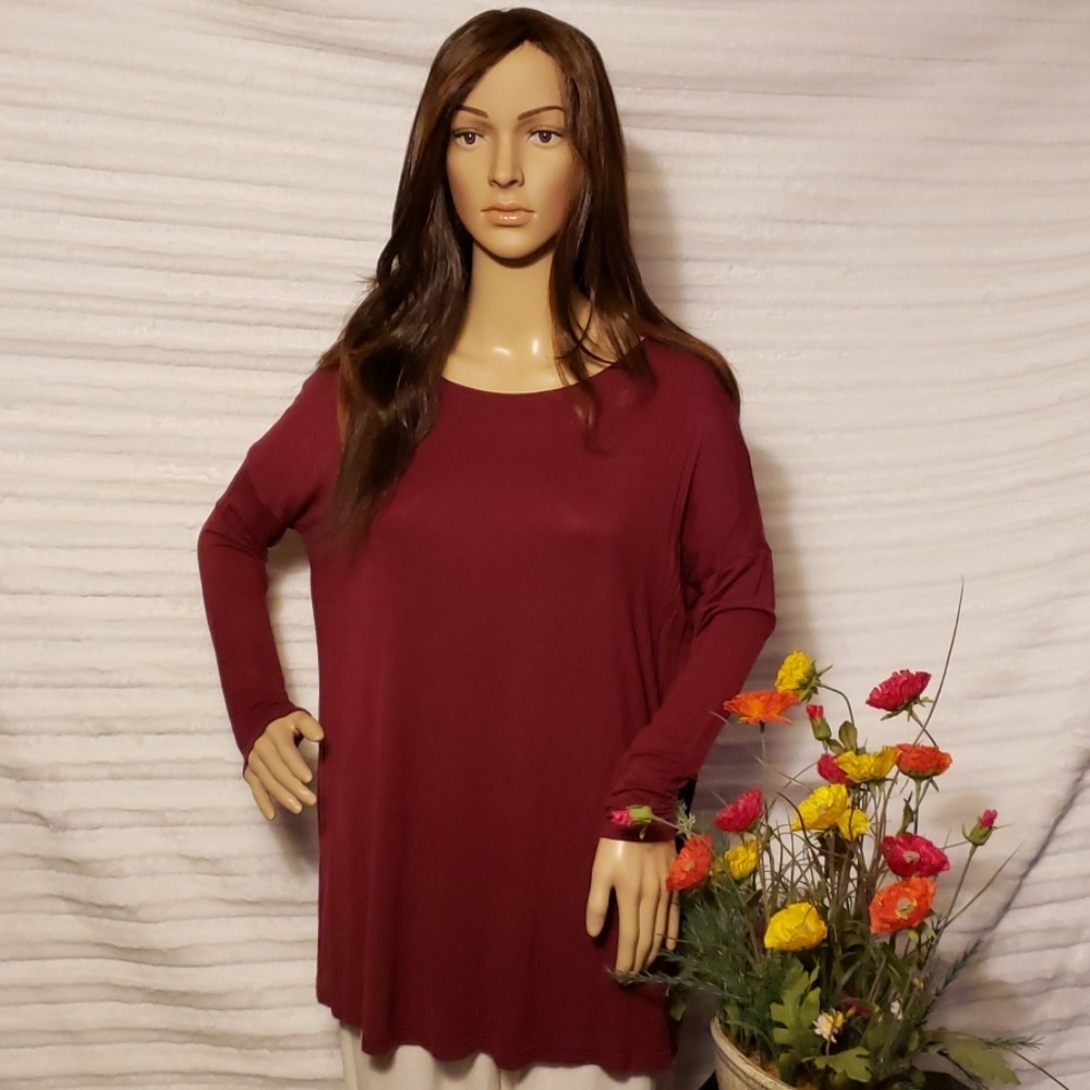 Burgundy Long Sleeved Tunic Size Sm-Med